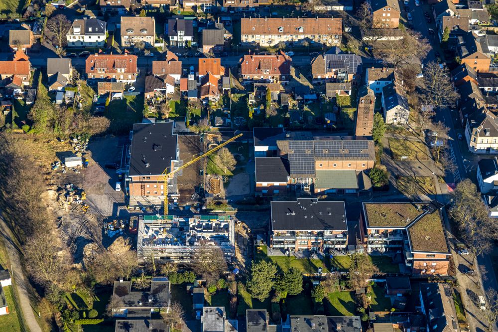 Luftbild Bottrop - Baustelle zum Neubau eines Wohnhauses in Bottrop im Bundesland Nordrhein-Westfalen, Deutschland