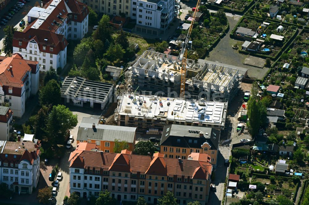 Luftaufnahme Dresden - Baustelle zum Neubau eines Wohnhauses in Dresden im Bundesland Sachsen, Deutschland