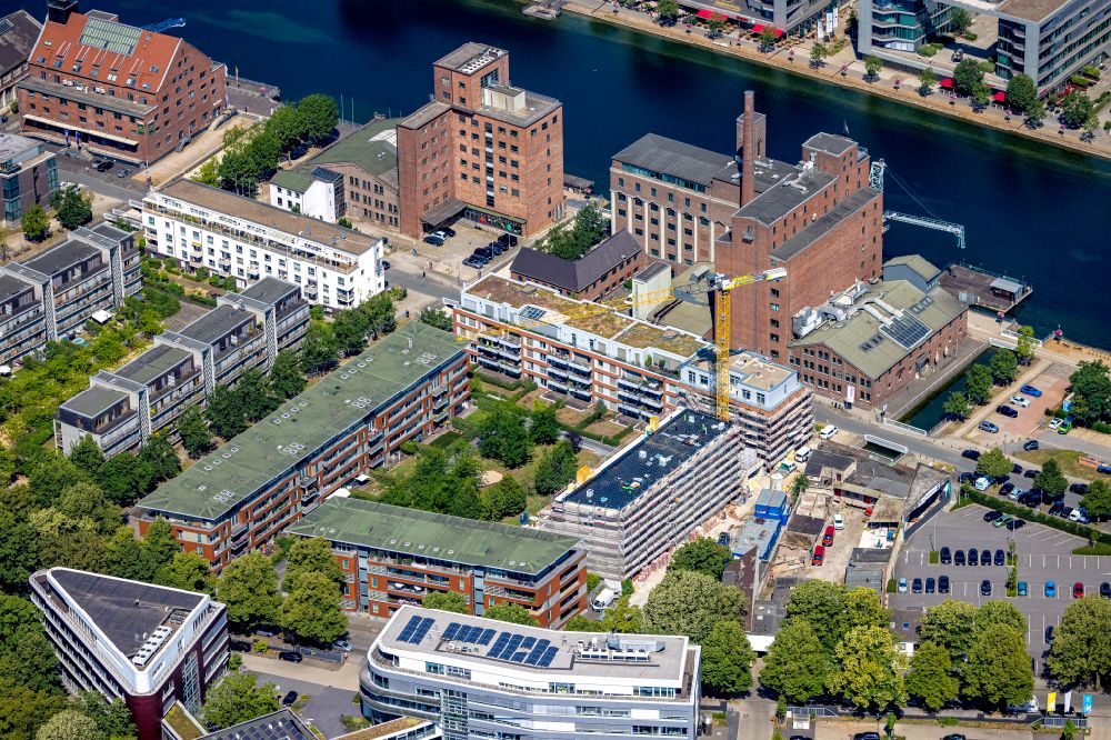 Luftbild Duisburg - Baustelle zum Neubau eines Wohnhauses in Duisburg im Bundesland Nordrhein-Westfalen, Deutschland