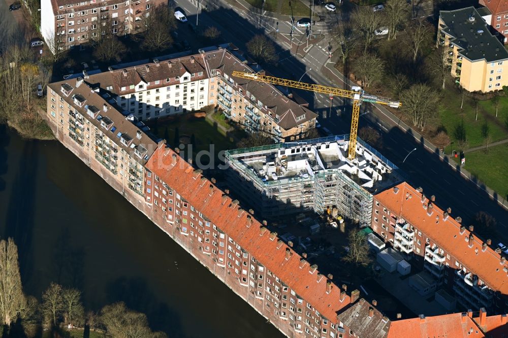 Hamburg von oben - Baustelle zum Neubau eines Wohnhauses an der Eiffestraße in Hamburg, Deutschland