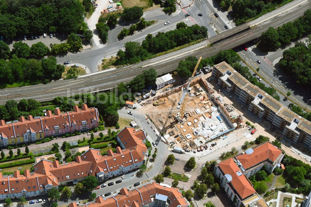 Luftaufnahme Nürnberg - Baustelle zum Neubau eines Wohnhauses Europaplatz - Gertrud-Krüger-Weg in Nürnberg im Bundesland Bayern, Deutschland