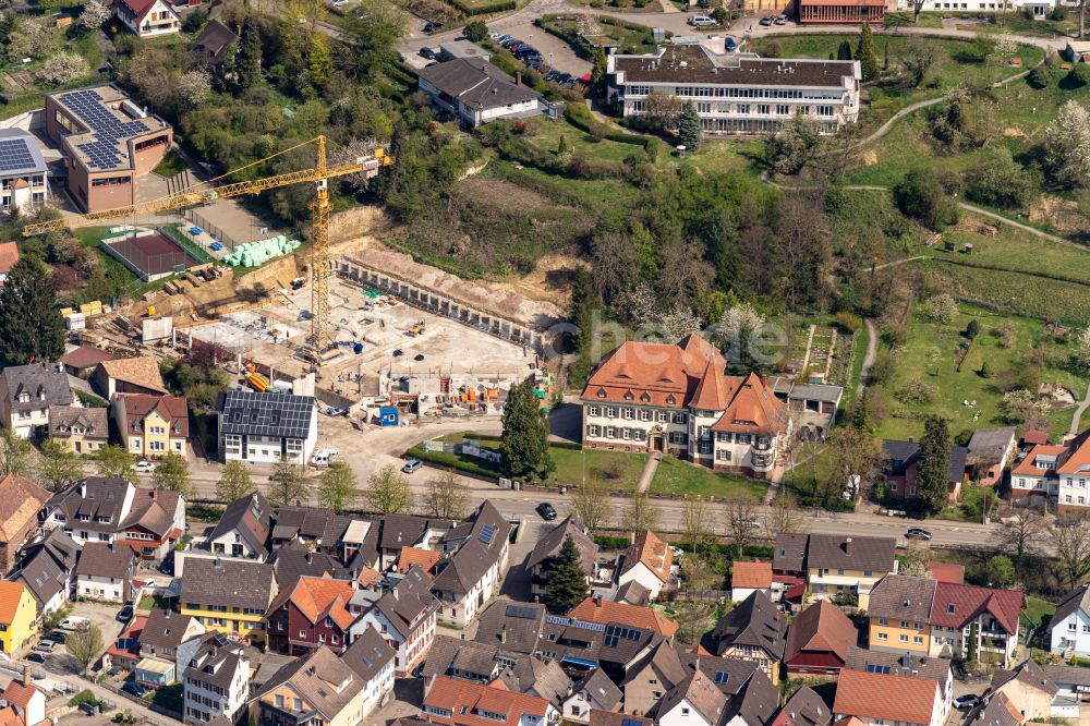 Luftaufnahme Ettenheim - Baustelle zum Neubau eines Wohnhauses am Frauenweg in Ettenheim im Bundesland Baden-Württemberg, Deutschland