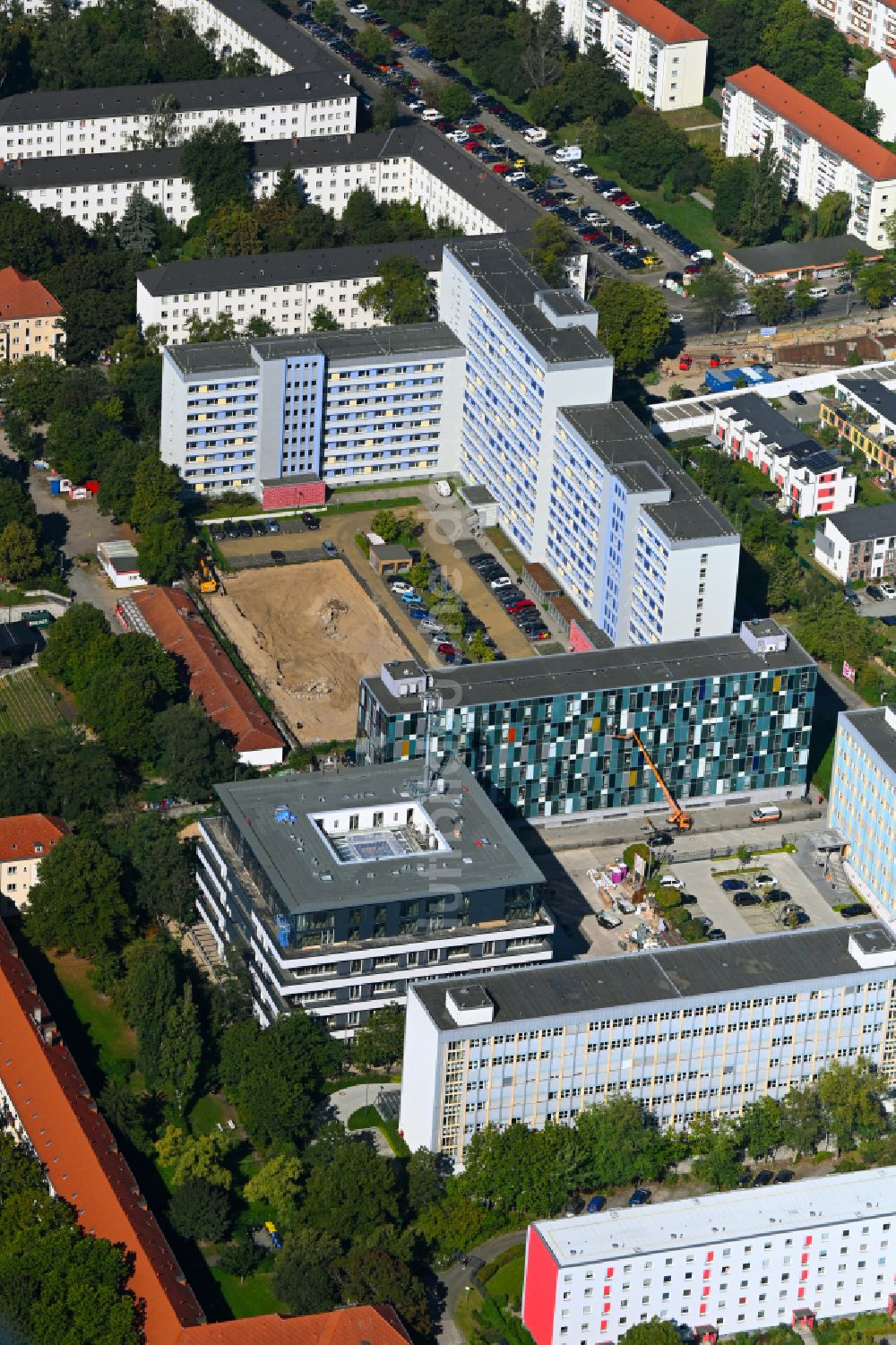Luftaufnahme Berlin - Baustelle zum Neubau eines Wohnhauses Gotlinde im Ortsteil Lichtenberg in Berlin, Deutschland