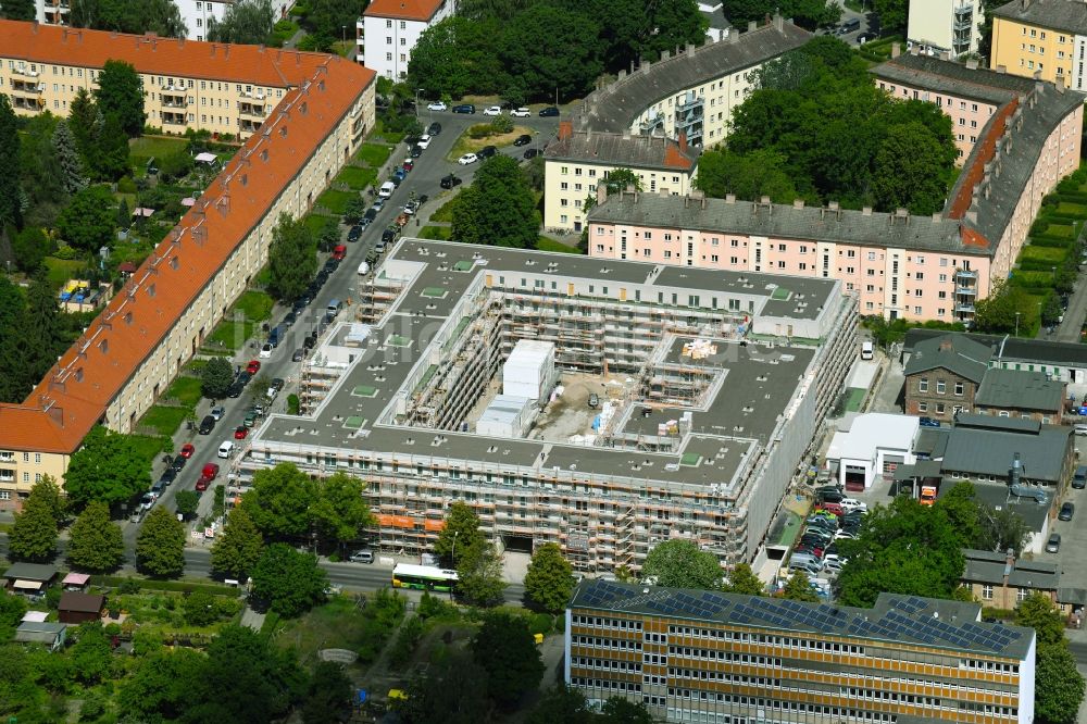 Luftbild Berlin - Baustelle zum Neubau eines Wohnhauses Gustav-Adolf-Straße in Weißensee in Berlin, Deutschland