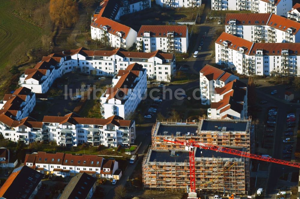 Luftbild Bernau - Baustelle zum Neubau eines Wohnhauses an der Herkulesstraße in Bernau im Bundesland Brandenburg, Deutschland