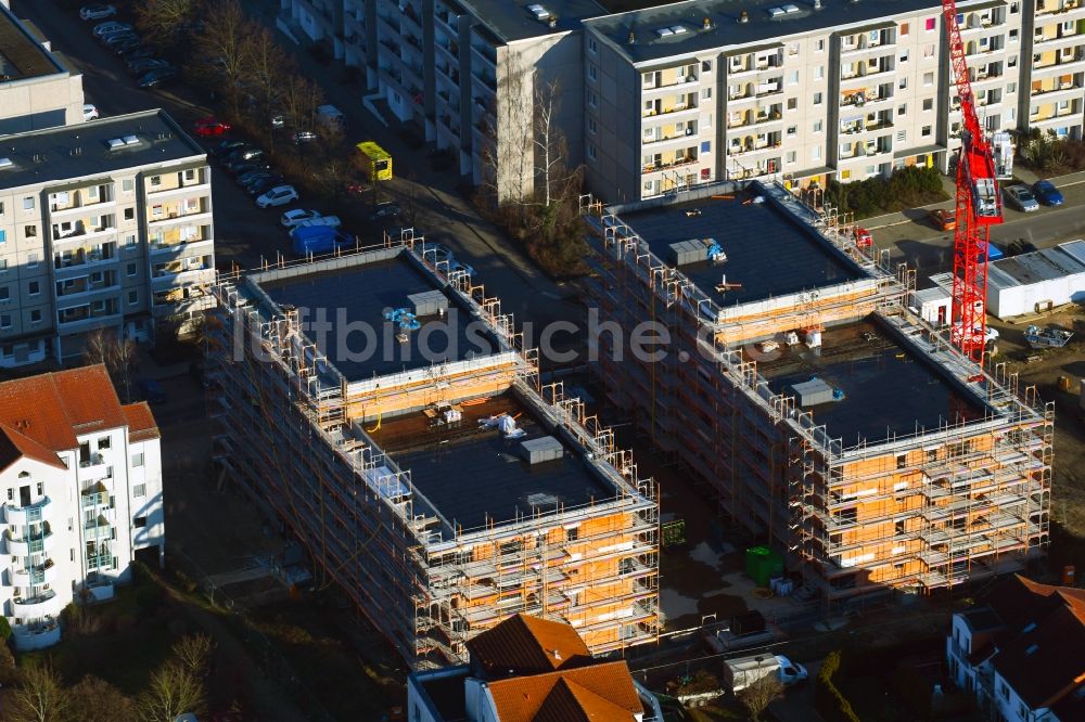 Bernau von oben - Baustelle zum Neubau eines Wohnhauses an der Herkulesstraße in Bernau im Bundesland Brandenburg, Deutschland