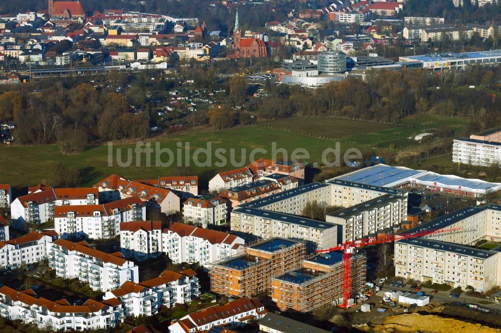 Bernau von oben - Baustelle zum Neubau eines Wohnhauses an der Herkulesstraße in Bernau im Bundesland Brandenburg, Deutschland