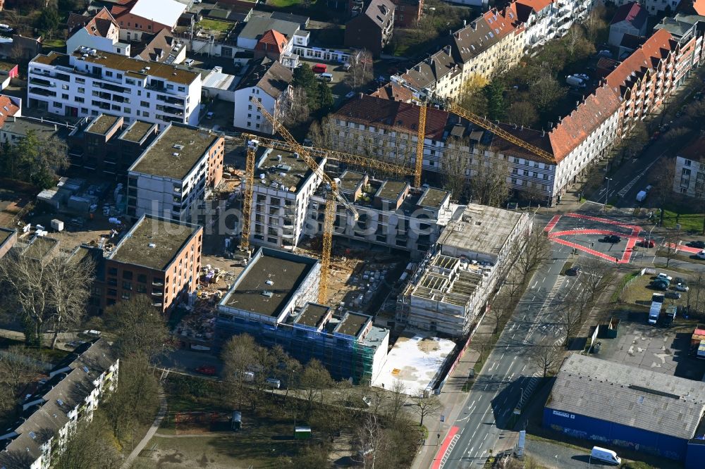 Hannover von oben - Baustelle zum Neubau eines Wohnhauses an der Kesselstraße in Hannover im Bundesland Niedersachsen, Deutschland