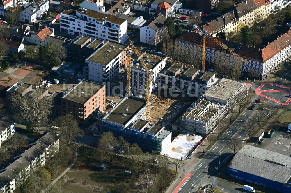 Luftbild Hannover - Baustelle zum Neubau eines Wohnhauses an der Kesselstraße in Hannover im Bundesland Niedersachsen, Deutschland