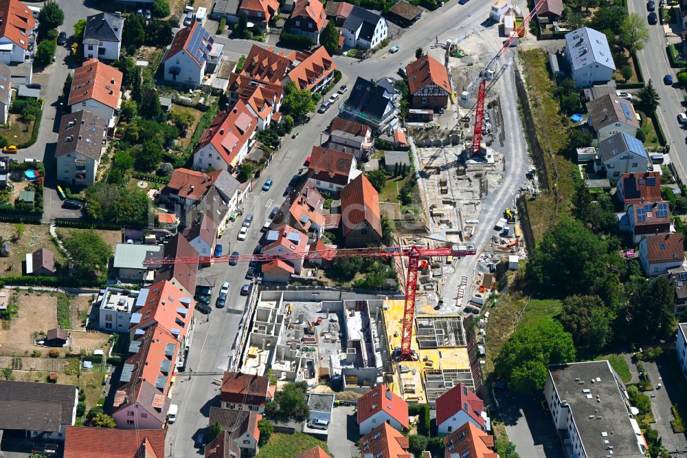 Kornwestheim aus der Vogelperspektive: Baustelle zum Neubau eines Wohnhauses in Kornwestheim im Bundesland Baden-Württemberg, Deutschland
