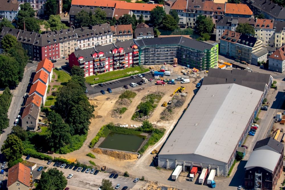 Witten aus der Vogelperspektive: Baustelle zum Neubau eines Wohnhauses und Lagerhallen an der Kesselstraße in Witten im Bundesland Nordrhein-Westfalen