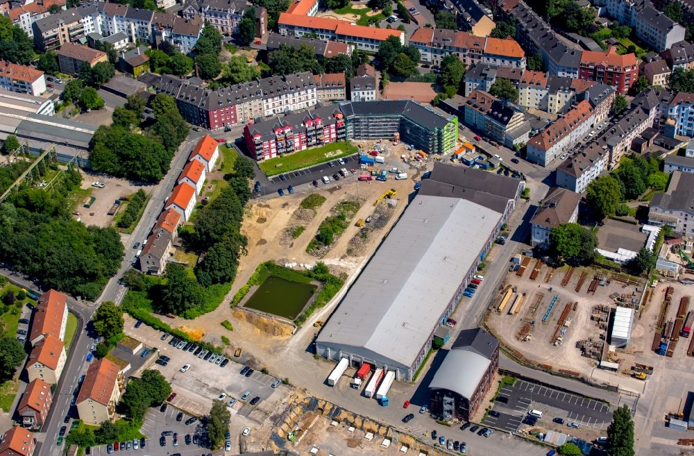 Luftaufnahme Witten - Baustelle zum Neubau eines Wohnhauses und Lagerhallen an der Kesselstraße in Witten im Bundesland Nordrhein-Westfalen