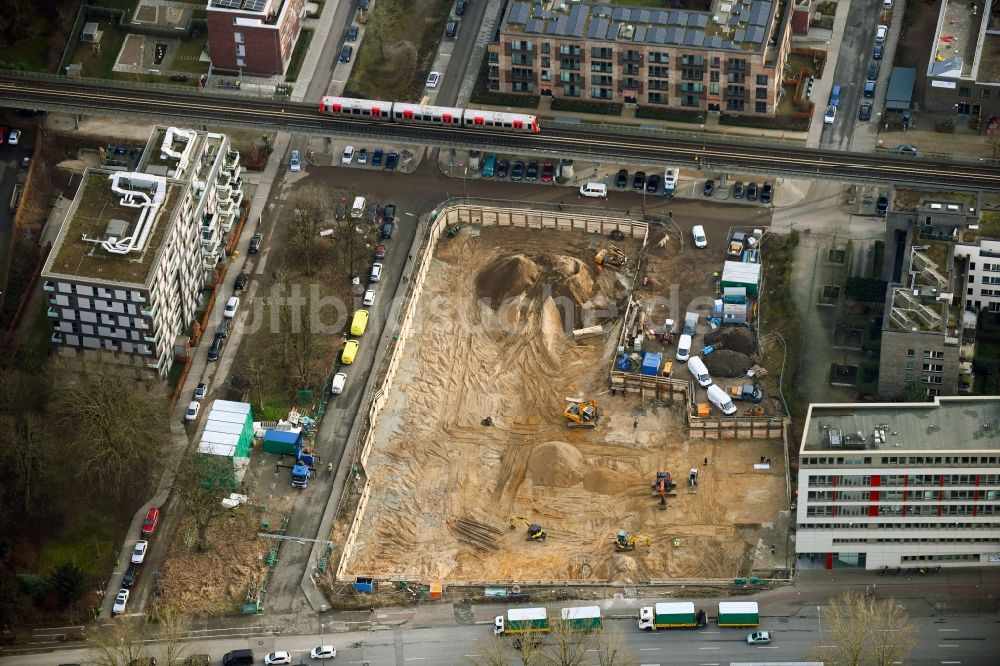 Luftaufnahme Hamburg - Baustelle zum Neubau eines Wohnhauses Leo-Leistikow-Quartier im Ortsteil Barmbek-Süd in Hamburg, Deutschland