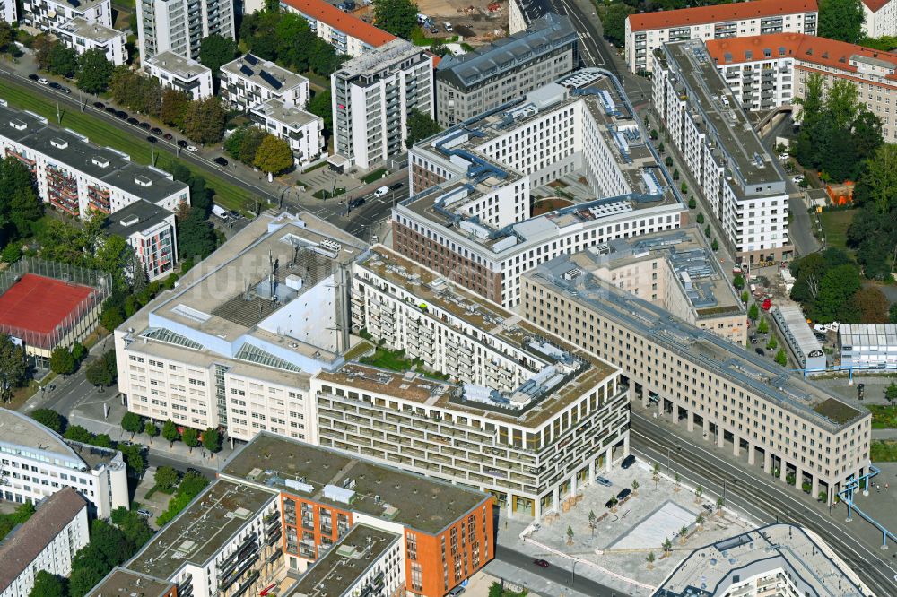 Dresden von oben - Baustelle zum Neubau eines Wohnhauses Mary-Ann-Apartments in Dresden im Bundesland Sachsen, Deutschland