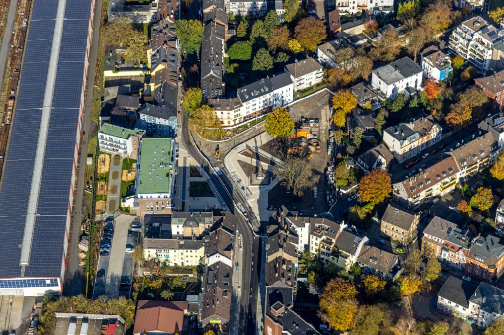 Witten von oben - Baustelle zum Neubau eines Wohnhauses - Mehrgenerationenhaus mit Kindertagesstätte am Karl-Marx-Platz in Witten im Bundesland Nordrhein-Westfalen, Deutschland