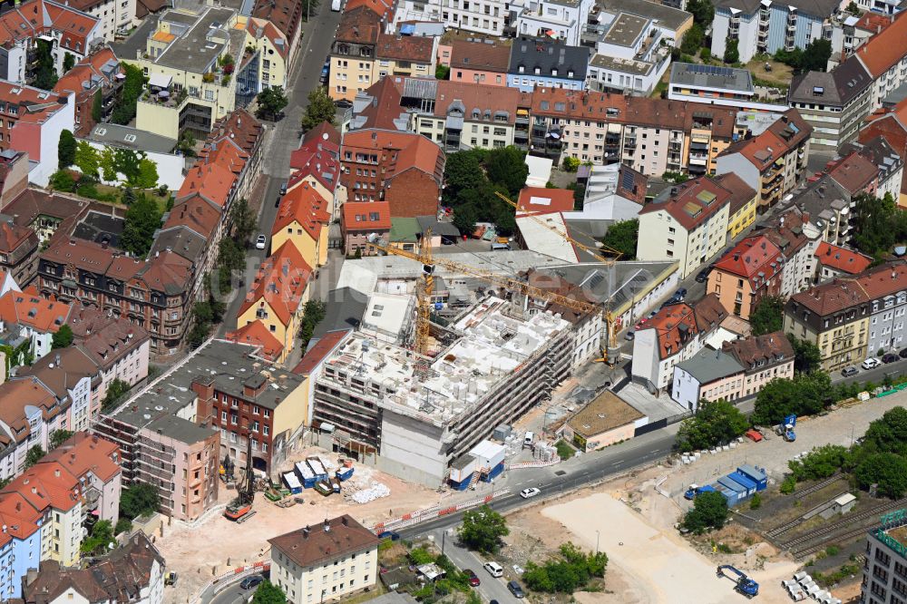 Luftbild Nürnberg - Baustelle zum Neubau eines Wohnhauses in Nürnberg im Bundesland Bayern, Deutschland