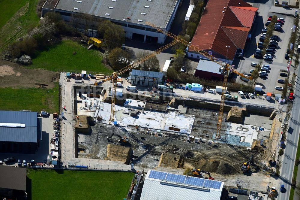 Luftaufnahme Eckental - Baustelle zum Neubau eines Wohnhauses im Ortsteil Eschenau in Eckental im Bundesland Bayern, Deutschland