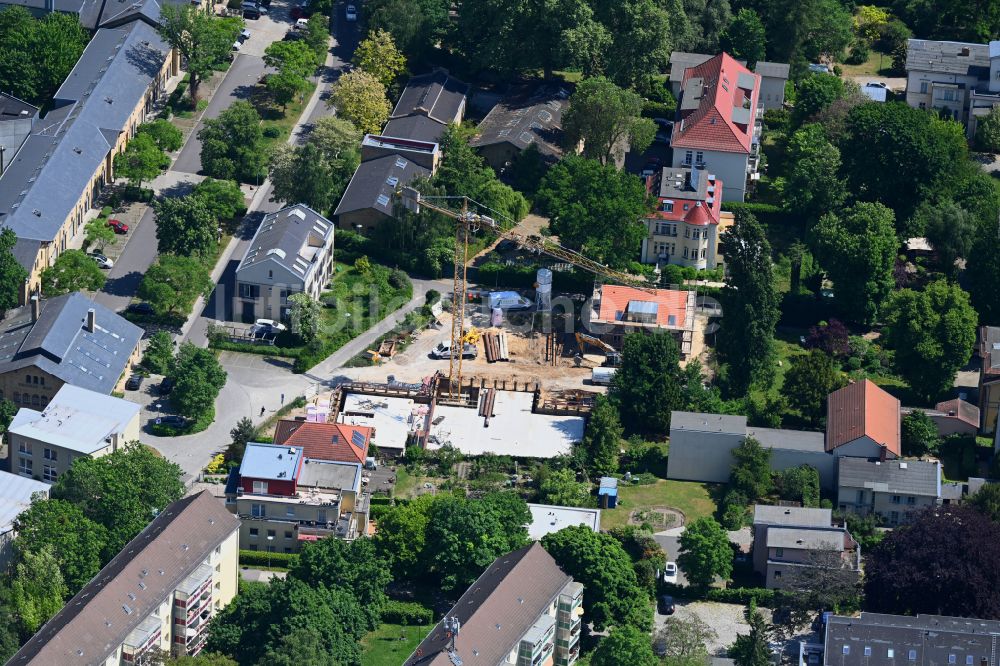 Potsdam von oben - Baustelle zum Neubau eines Wohnhauses im Ortsteil Jägervorstadt in Potsdam im Bundesland Brandenburg, Deutschland