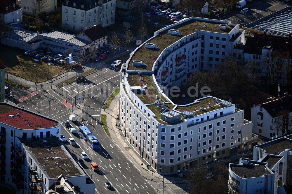 Luftbild München - Baustelle zum Neubau eines Wohnhauses im Ortsteil Pasing-Obermenzing in München im Bundesland Bayern, Deutschland