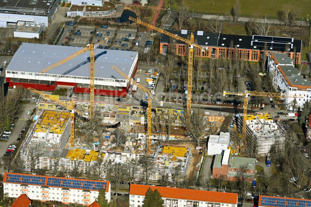 Luftaufnahme Berlin - Baustelle zum Neubau eines Wohnhauses im Ortsteil Tegel in Berlin, Deutschland