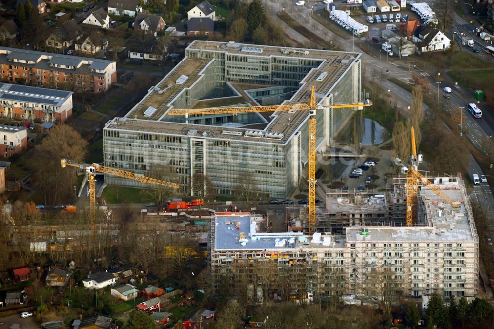 Luftbild Hamburg - Baustelle zum Neubau eines Wohnhauses im Ortsteil Tonndorf in Hamburg, Deutschland