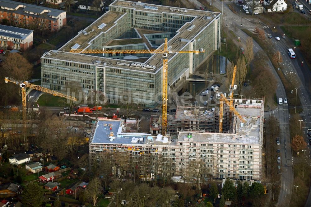Luftaufnahme Hamburg - Baustelle zum Neubau eines Wohnhauses im Ortsteil Tonndorf in Hamburg, Deutschland