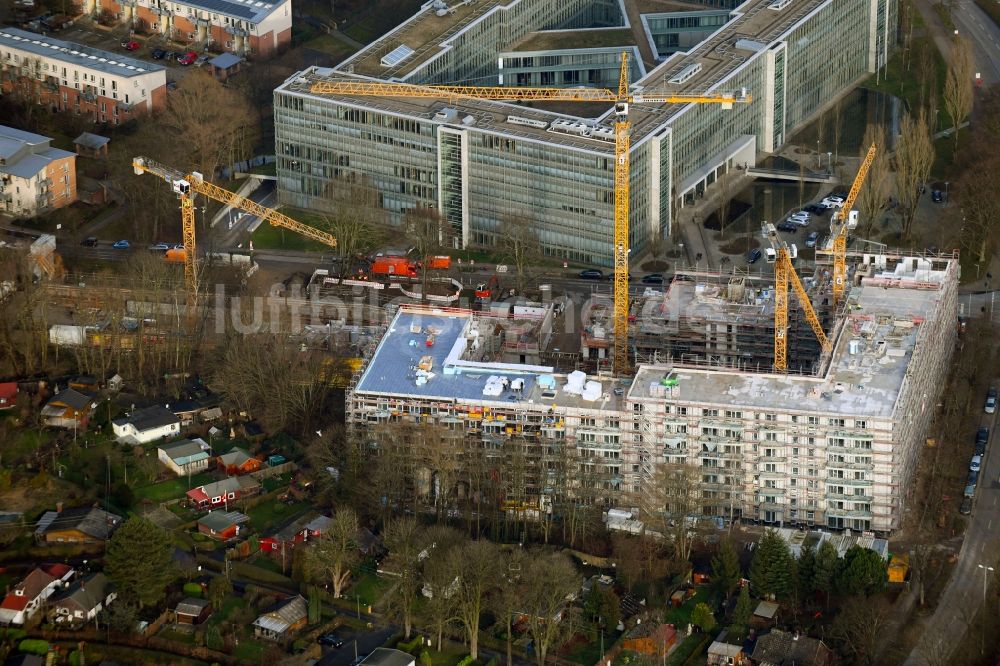 Hamburg aus der Vogelperspektive: Baustelle zum Neubau eines Wohnhauses im Ortsteil Tonndorf in Hamburg, Deutschland