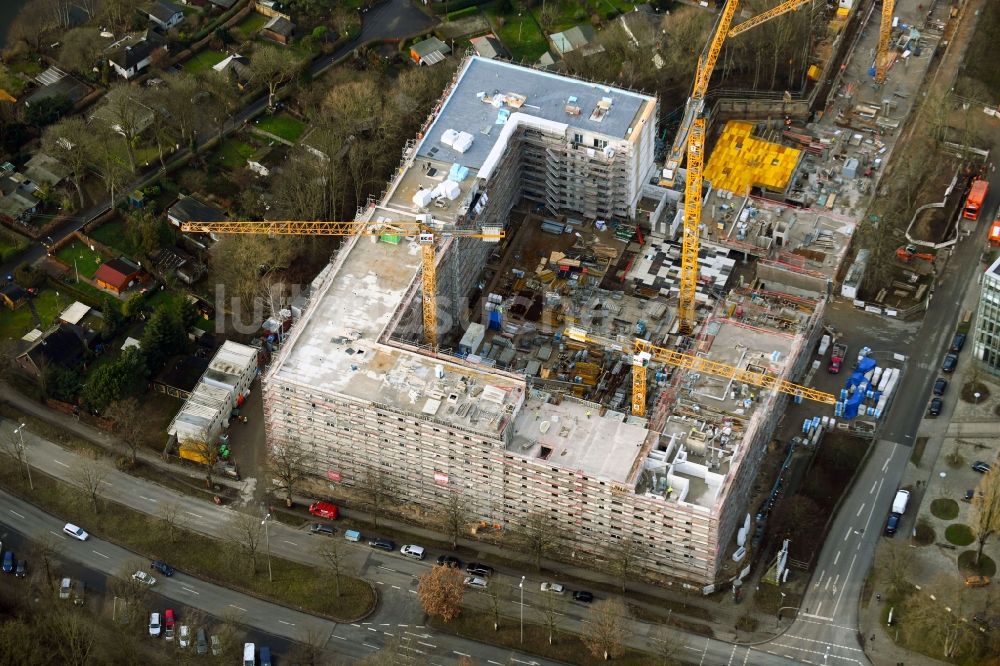 Luftaufnahme Hamburg - Baustelle zum Neubau eines Wohnhauses im Ortsteil Tonndorf in Hamburg, Deutschland