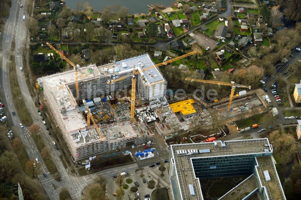 Hamburg von oben - Baustelle zum Neubau eines Wohnhauses im Ortsteil Tonndorf in Hamburg, Deutschland