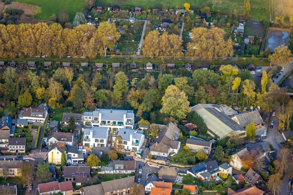 Luftaufnahme Mülheim an der Ruhr - Baustelle zum Neubau eines Wohnhauses an der Otto-Pankok-Straße in Mülheim an der Ruhr im Bundesland Nordrhein-Westfalen, Deutschland