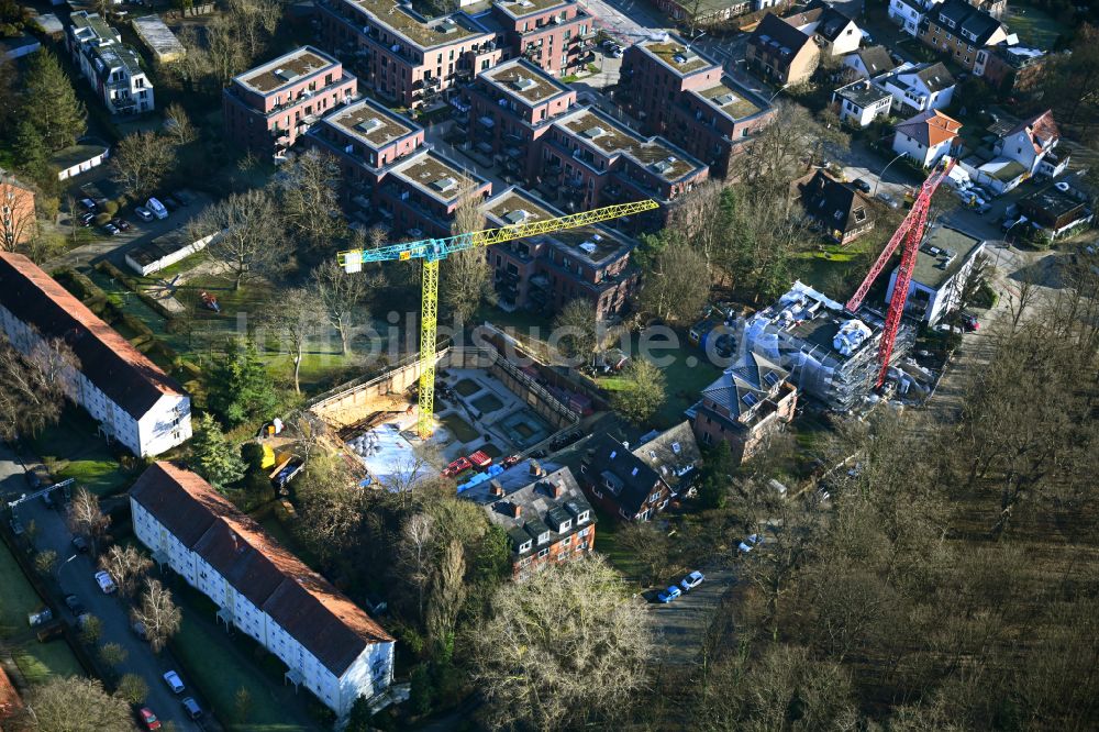 Hamburg aus der Vogelperspektive: Baustelle zum Neubau eines Wohnhauses des Projekts Parkside2 am Willinks Park in Hamburg, Deutschland