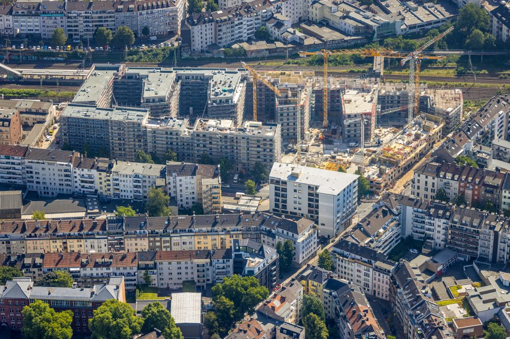 Luftbild Düsseldorf - Baustelle zum Neubau eines Wohnhauses Le Quartier Central in Düsseldorf im Bundesland Nordrhein-Westfalen, Deutschland