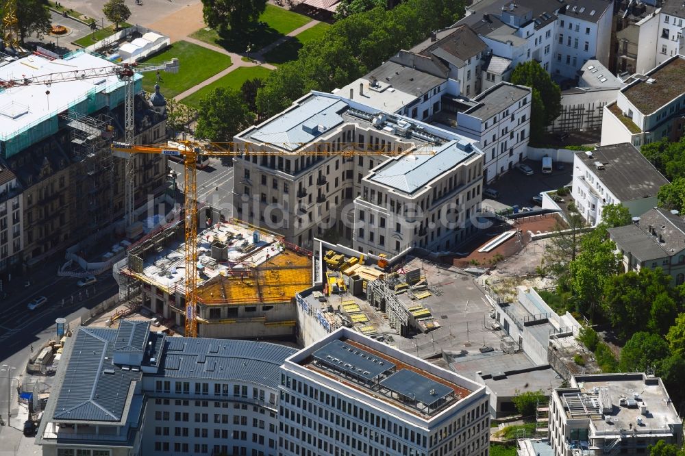 Luftbild Wiesbaden - Baustelle zum Neubau eines Wohnhauses Quartier Kureck in Wiesbaden im Bundesland Hessen, Deutschland