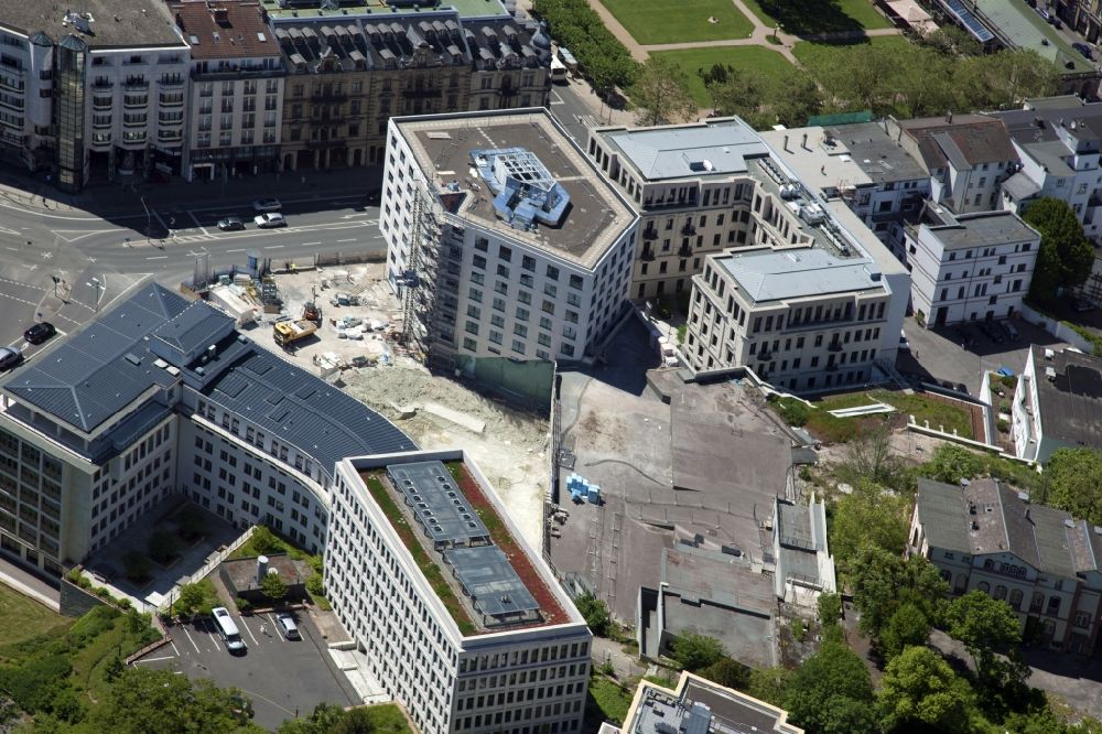 Luftaufnahme Wiesbaden - Baustelle zum Neubau eines Wohnhauses Quartier Kureck in Wiesbaden im Bundesland Hessen, Deutschland