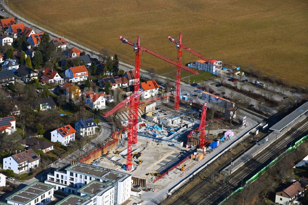 Haar von oben - Baustelle zum Neubau eines Wohnhauses Schneiderhof im Ortsteil Gronsdorf in Haar im Bundesland Bayern, Deutschland