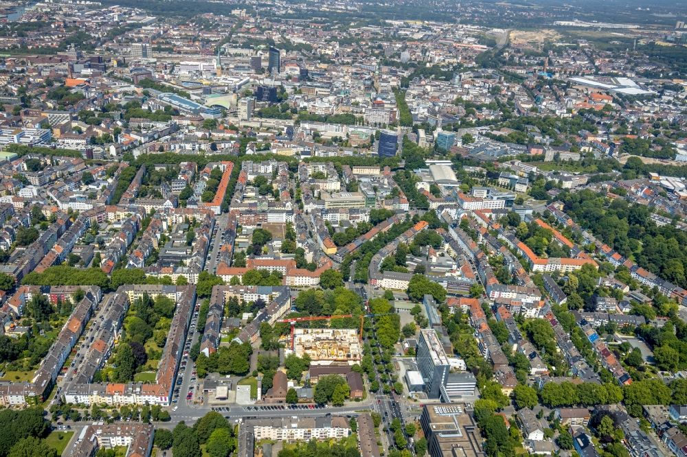 Dortmund aus der Vogelperspektive: Baustelle zum Neubau eines Wohnhauses Südtribüne in Dortmund im Bundesland Nordrhein-Westfalen, Deutschland