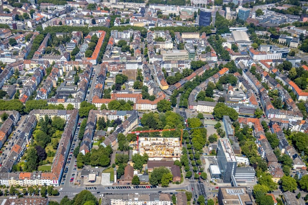 Luftaufnahme Dortmund - Baustelle zum Neubau eines Wohnhauses Südtribüne in Dortmund im Bundesland Nordrhein-Westfalen, Deutschland