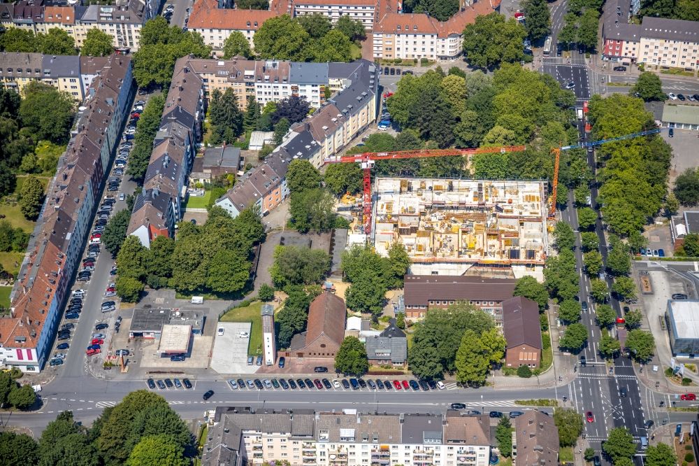 Dortmund von oben - Baustelle zum Neubau eines Wohnhauses Südtribüne in Dortmund im Bundesland Nordrhein-Westfalen, Deutschland