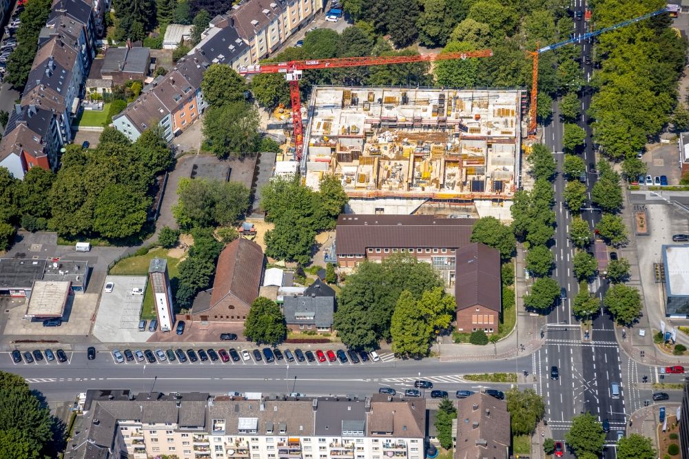 Dortmund aus der Vogelperspektive: Baustelle zum Neubau eines Wohnhauses Südtribüne in Dortmund im Bundesland Nordrhein-Westfalen, Deutschland