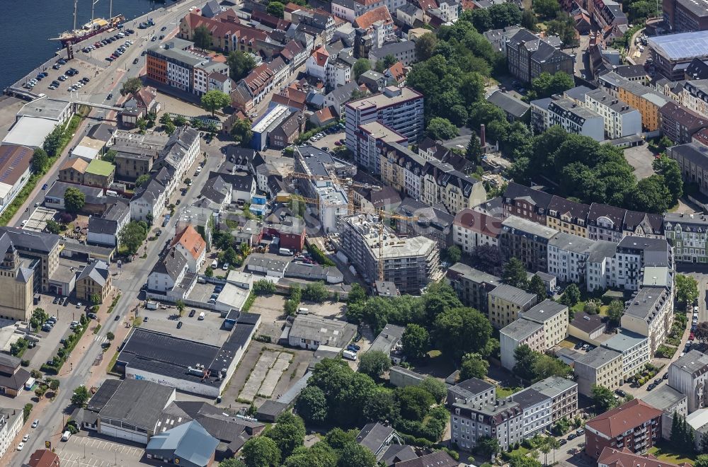 Luftbild Flensburg - Baustelle zum Neubau eines Wohnhauses Skolehaven in Flensburg im Bundesland Schleswig-Holstein, Deutschland
