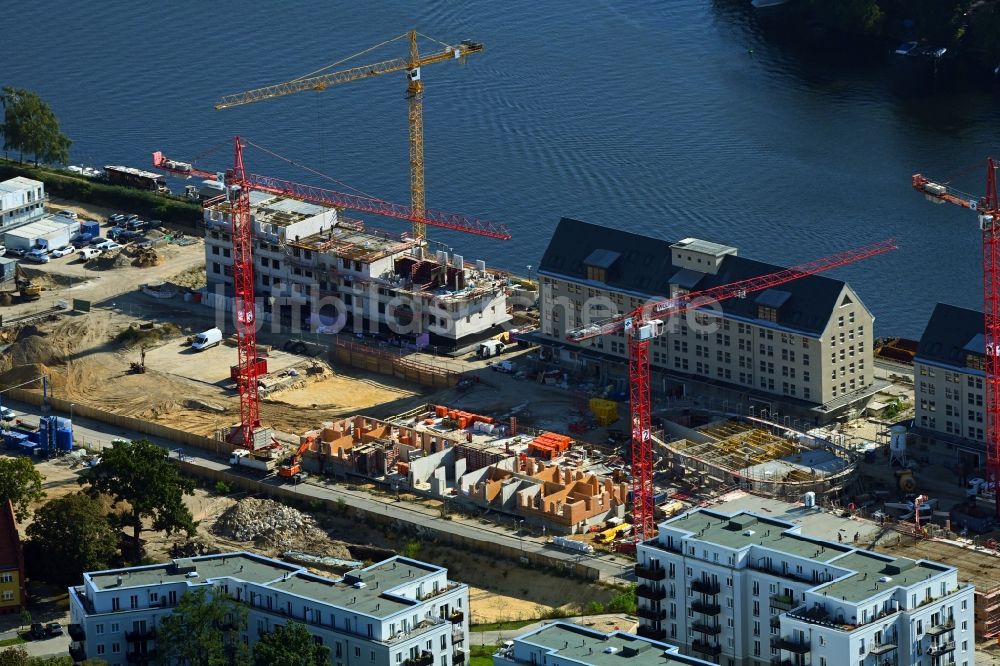 Luftbild Berlin - Baustelle zum Neubau eines Wohnhauses Speicher Ballett im Ortsteil Spandau in Berlin, Deutschland