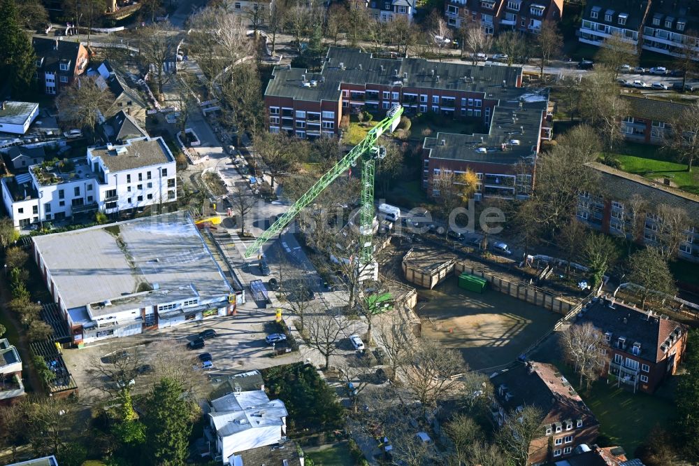 Luftbild Hamburg - Baustelle zum Neubau eines Wohnhauses an der Stresemannallee in Hamburg, Deutschland