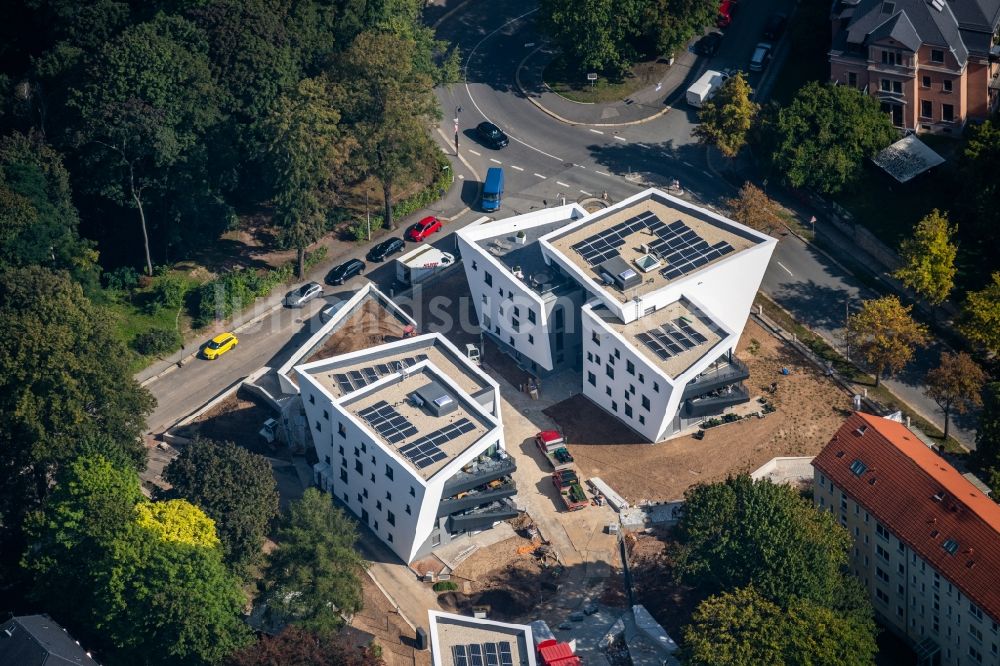 Luftbild Chemnitz - Baustelle zum Neubau eines Wohnhauses Die tanzende Siedlung in Chemnitz im Bundesland Sachsen, Deutschland