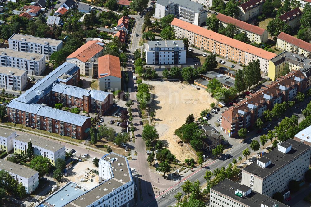 Teltow von oben - Baustelle zum Neubau eines Wohnhauses in Teltow im Bundesland Brandenburg, Deutschland