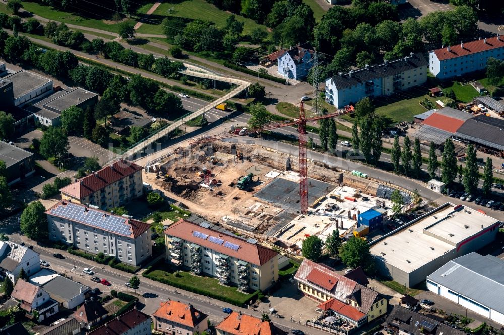 Luftbild Lahr/Schwarzwald - Baustelle zum Neubau eines Wohnhauses Tramplerstraße - B415 im Ortsteil Mietersheim in Lahr/Schwarzwald im Bundesland Baden-Württemberg, Deutschland