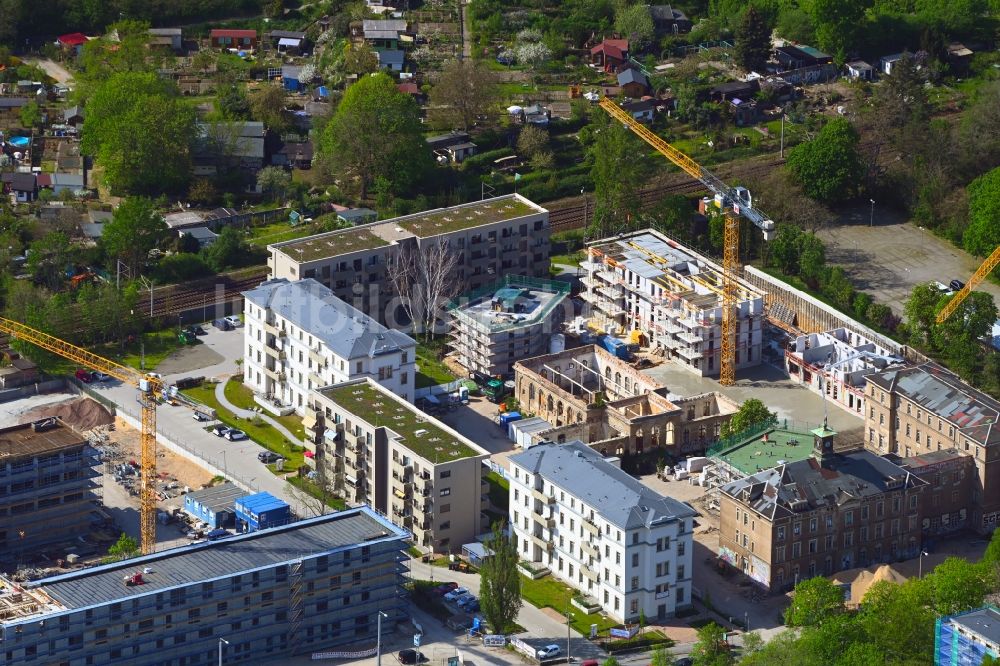 Luftaufnahme Dresden - Baustelle zum Neubau eines Wohnhauses Urban Village Dresden in Dresden im Bundesland Sachsen, Deutschland