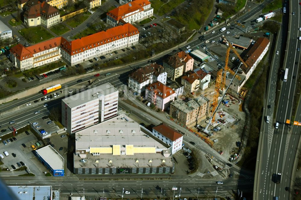 Luftaufnahme Würzburg - Baustelle zum Neubau eines Wohnhauses an der Urlaubstraße in Würzburg im Bundesland Bayern, Deutschland