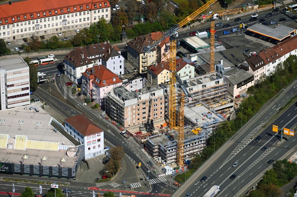 Würzburg von oben - Baustelle zum Neubau eines Wohnhauses an der Urlaubstraße in Würzburg im Bundesland Bayern, Deutschland