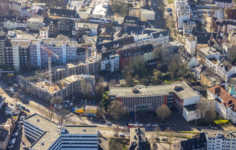 Luftbild Bochum - Baustelle zum Neubau eines Wohnhauses Voedestraße Ecke Friedrich-Ebert-Straße in Bochum im Bundesland Nordrhein-Westfalen, Deutschland