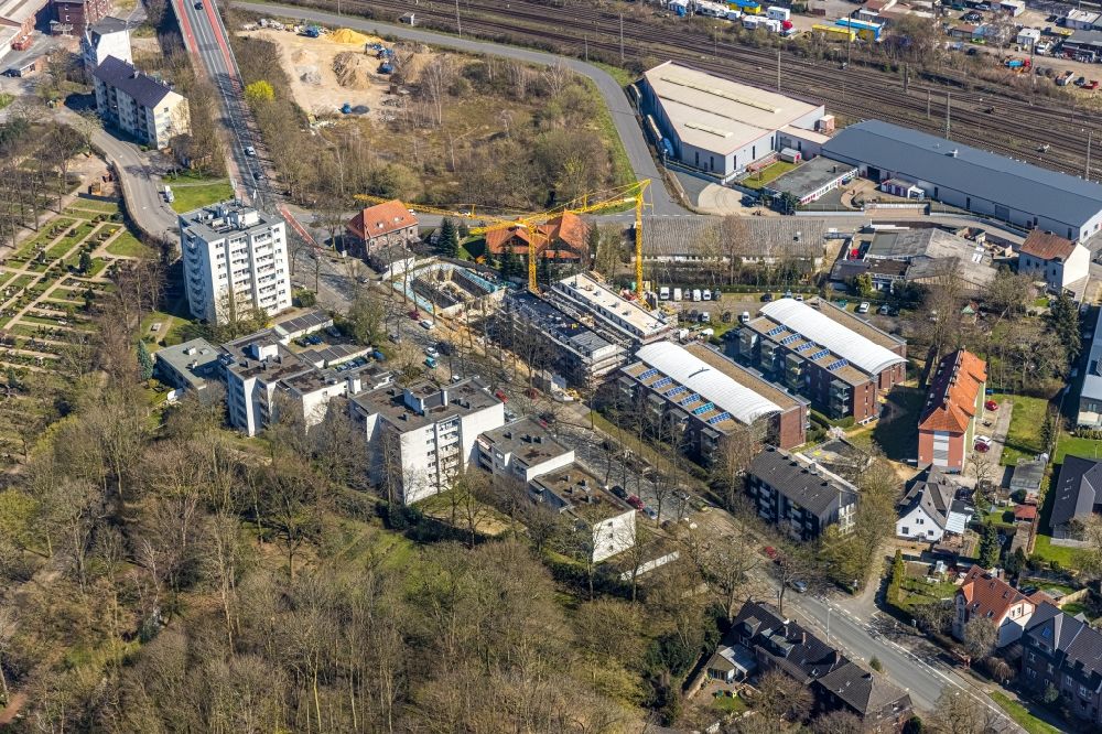 Luftaufnahme Wesel - Baustelle zum Neubau eines Wohnhauses in Wesel im Bundesland Nordrhein-Westfalen, Deutschland